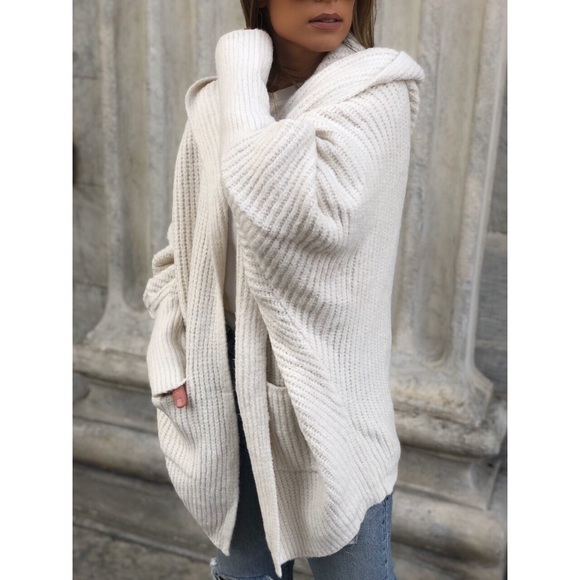 Cream Chunky Knit Hoodie Cardigan - Willow - Picture 5 of 8